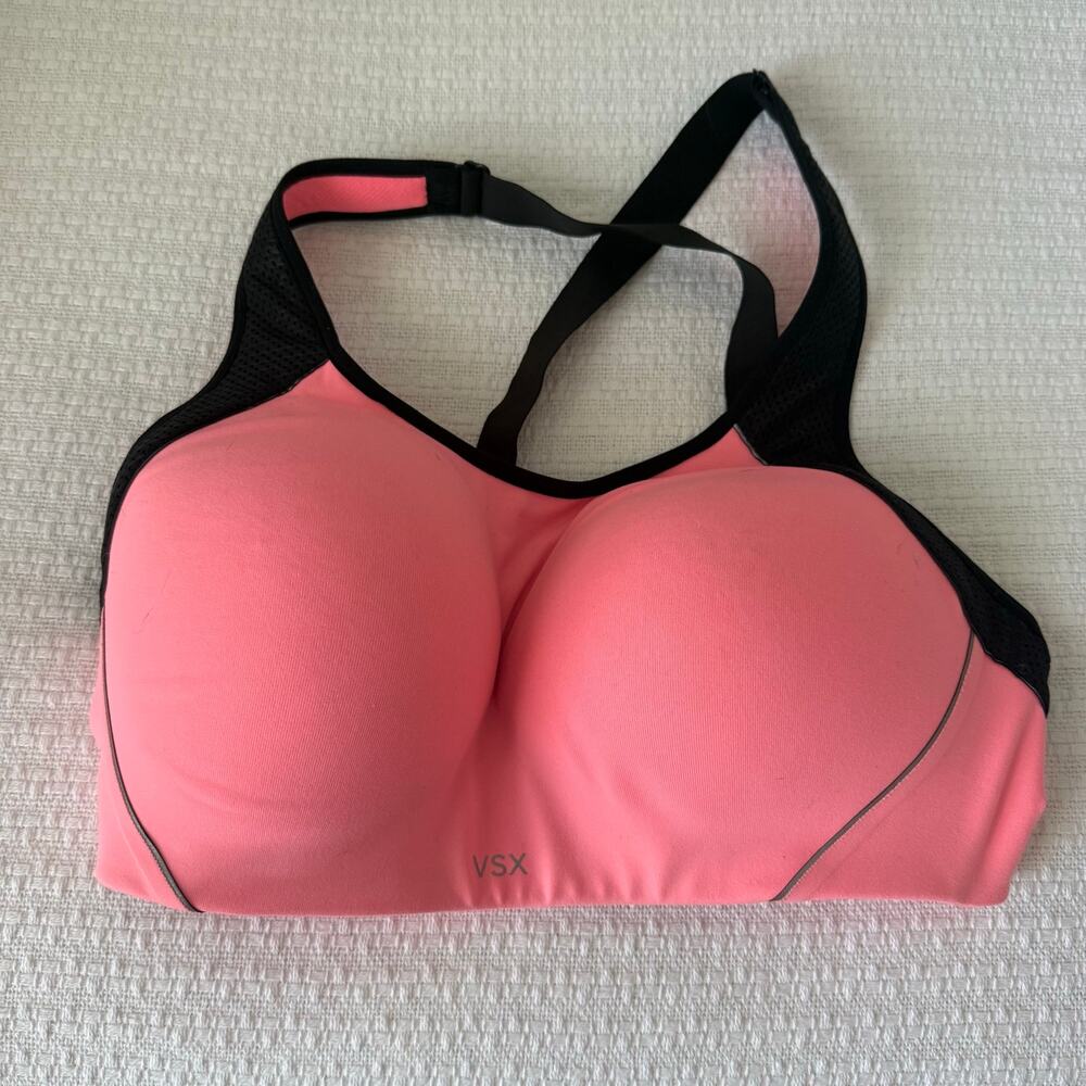 36DD Victoria's Secret Sport VSX Peachy Pink and Black Sports Bra